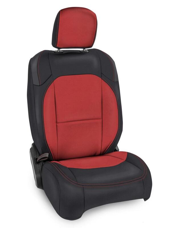 Jeep Gladiator JT Mojave Edition Front Seat Covers - PRP Seats - Pocket Back, Molle Back, Manual Seat Adjusters - Black/Red - `20-`27